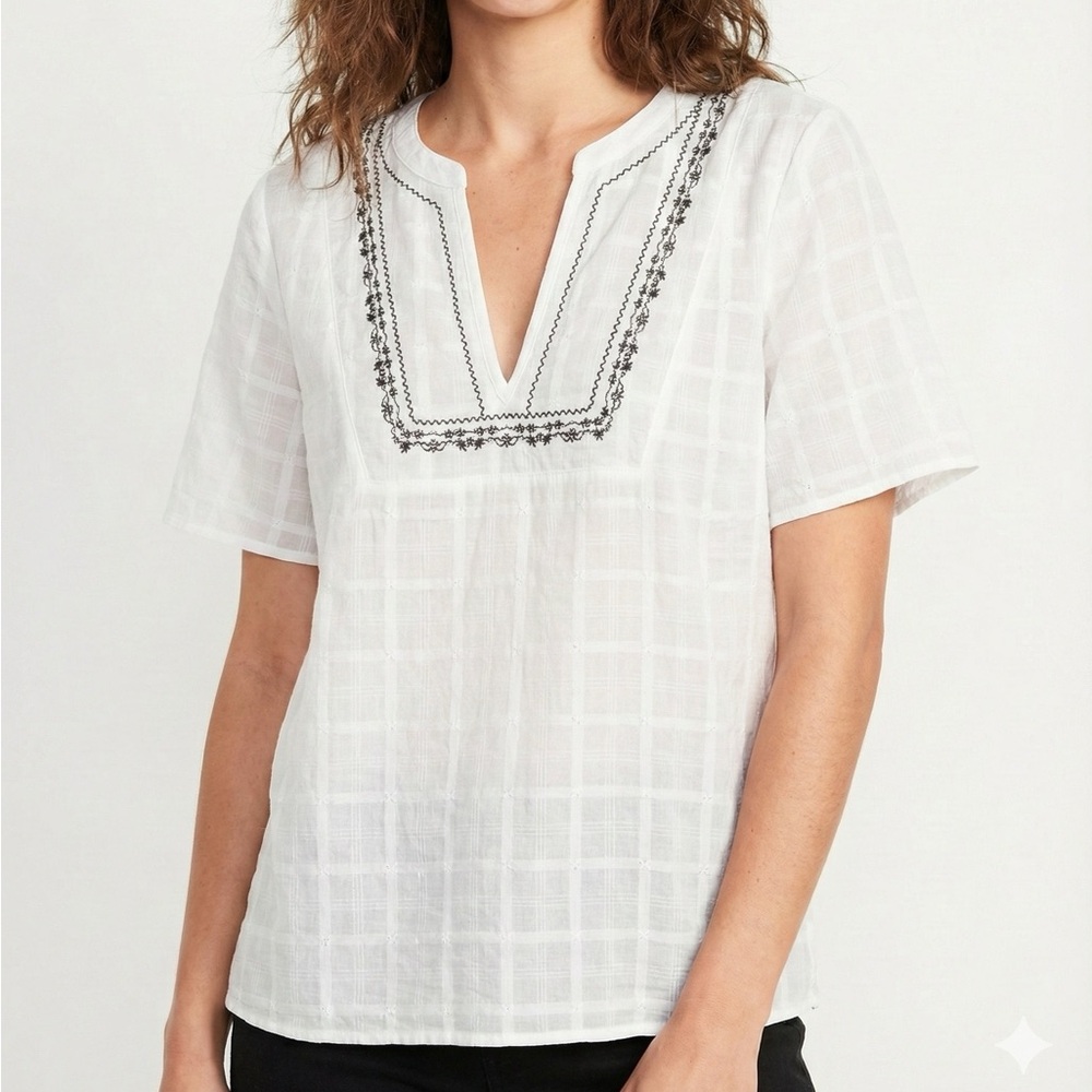 New Universal Thread for Target Black White Embroidered Blouse Top Large